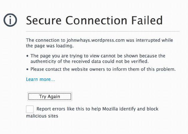 Secure Connection Failed